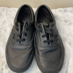 Black Leather Vans Sneakers